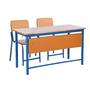 Massivholz Klassen zimmer Tisch Schüler Schreibtisch und Stühle Moderne Stahlrohr Schul möbel Holz 12mm Sperrholz 20 Sätze