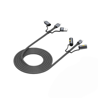 Câble de charge rapide USB-C vers Type-C multifonction 6 en 1 en nylon tressé avec briquet et lampe torche pour iPhone et Android