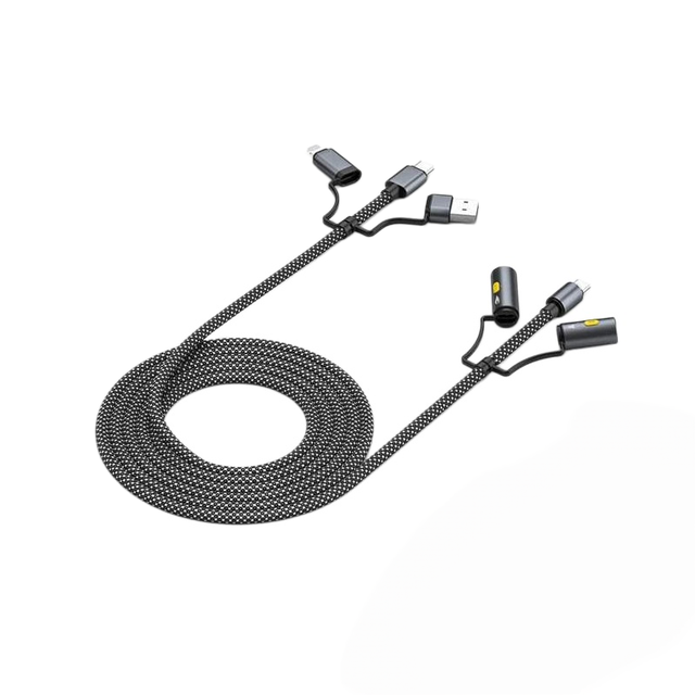 6 in 1 Multifunction Braided Nylon USB-C to Type-C Fast Charging Cable with Lighter & Flashlight for iPhone & Android