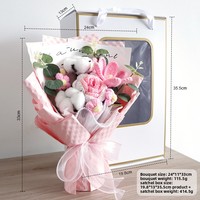 Karangan Bunga Rajut Mawar Lily Siap Pakai Hadiah Natal Hari Valentine Bunga Buatan Tangan Benang Wol Realistis