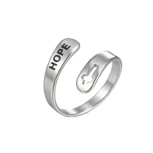 I Am Enough Engraved Double-Layer Stainless Steel Adjustable Ring With Simple Opening