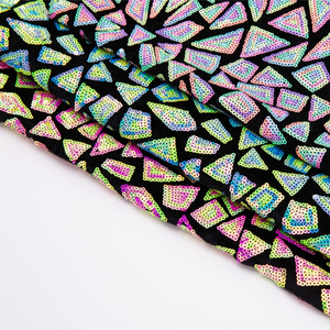 Haute qualité paillettes tricoté estampage à chaud coloré or robe de danse latine vêtements <span class=keywords><strong>g</strong></span>éométrique paillettes tissus - Product Image 1