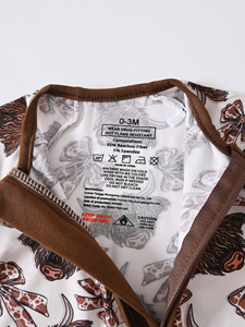 Op maat gemaakte bamboe baby pyjama's OEM Lage minimale bestelhoeveelheid Volledig bedrukte newborn romper met rits Comfortabele slaapkleertjes - Product Image 3