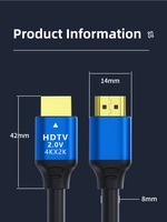 Vente en gros plaqué or 1.5m 3m 5m 10m 15m 20m 19 + 1 HDMI 4K cuivre plaqué acier OD7.0 câble HDMI vers HDMI 4K projecteur câble vidéo TV