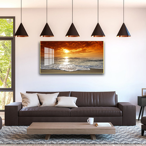 Impresiones Digitales de <span class=keywords><strong>Acuarela</strong></span> HD Personalizadas, Arte Moderno para Decoración de Paredes del Hogar, <span class=keywords><strong>Paisaje</strong></span> de <span class=keywords><strong>Atardecer</strong></span> en la Playa, Pintura en Porcelana de Cristal - Product Image 3