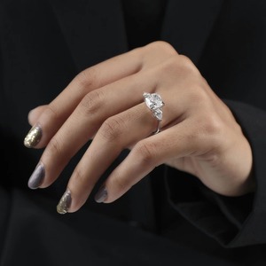 Fully Diamond Moissanite Classic VVS Moissanite IGI Certified Sterling Silver Round Cut Engagement Ring for Women - Product Image 4