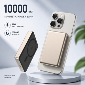 แบตสำรองพกพาคุณภาพสูง 10000 มิลลิแอมป์ อลูมิเนียมบางเฉียบ ชาร์จเร็วแบบไร้สาย PD 20W แม่เหล็ก รองรับ OEM ODM พร้อมโลโก้และบรรจุภัณฑ์ - Product Image 3