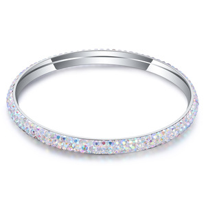Bracelet en cristal 12 mm, trois rangées, serti de pierres blanches AB rondes, unisexe, à porter au quotidien - Product Image 2