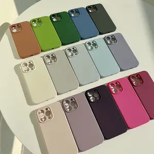 Casing ponsel silikon cair iPhone 14 pro max, casing ponsel silikon pelindung lensa kamera untuk iPhone 15 pro 13pro 12