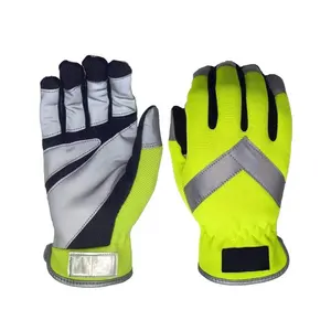 safety traffic gloves with hi vis reflective tape high visibility reflective Stripe for traffic use safety Work Gloves