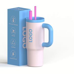 Premium <b>Insulated</b> Travel <b>Mug</b> with Handle and Straw, Stainless Steel Vacuum Flask Large Capacity Custom Logo for Outdoor - Product Image 1