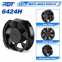 Ventilateur axial DC compact 6424H 480m³/h 24V 26W 4000 tr/min 172x150x51mm à roulement à billes pour ventilation de module onduleur et armoire