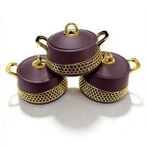 Ensemble de 3 récipients isothermes de luxe avec poignée couronne motif nid d'abeille doré 2L 2.5L 3L – <span class=keywords><strong>Cadeau</strong></span> haut de gamme pour projets de marché et de commerce international - Product Image 2