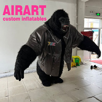 Costume de gorille gonflable grand et robuste pour événement d'Halloween, mascotte en peluche pour adulte