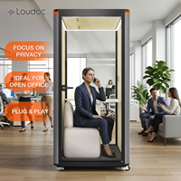 Cabine de bureau acoustique insonorisée 33 dB, cabine téléphonique modulaire à structure en aluminium, poste de travail individuel avec éclairage LED pour hôtel et entrepôt
