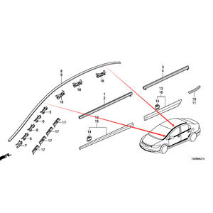 แถบตกแต่งหลังคา Huajiefan รุ่น 73168-SNA-A01 สำหรับ Honda Civic ปี 2006-2011 ติดตั้งด้วยเทปกาวพลาสติก - Product Image 2