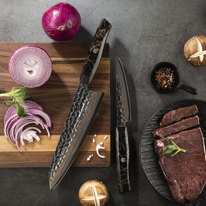 Set di 2 coltelli da chef <span class=keywords><strong>giapponesi</strong></span> Amber, coltelli multiuso e da sbucciatura in acciaio VG10 con lama in damasco di rame, set di coltelli da cucina ambidestri ed ecologici - Product Image 1