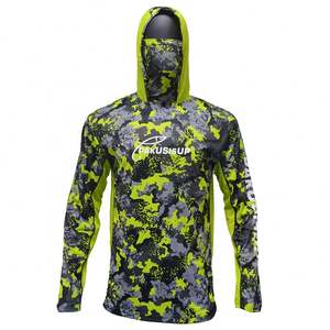 เสื้อตกปลาพิมพ์ลายดิจิทัลสำหรับผู้ชาย ดีไซน์ใหม่ พร้อมหน้ากากและฮู้ดระบายความร้อน - Product Image 3