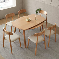 Ensemble table et chaises de salle à manger en bois massif, design moderne minimaliste, pour petits appartements, rétractable, convertible, design écologique