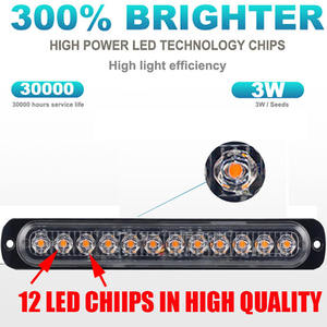 12 <span class=keywords><strong>LED</strong></span> ستروب أضواء الطوارئ البرتقالي ضوء وماض منارة الأصفر العنبر ضوء تحذير 12V 24V Stroboscopes لصناعة السيارات DRL - Product Image 4