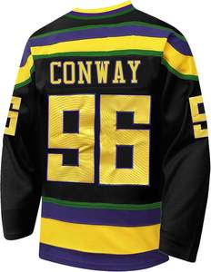 Mighty Ducks pour hommes # 96 Conway # 99 banques # 33 Greg <span class=keywords><strong>Goldberg</strong></span> 100% Polyester Vêtements Hip Hop des années 90 Jersey de Hockey sur Glace Brodé - Product Image 2