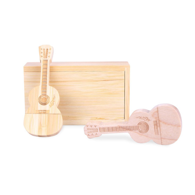 New Style Large Capacity 64GB 32GB 16GB USB 2.0 3.0 Wooden Guitar USB Flash Drive Good Quality Box As Gifts Usb Memory Sticks