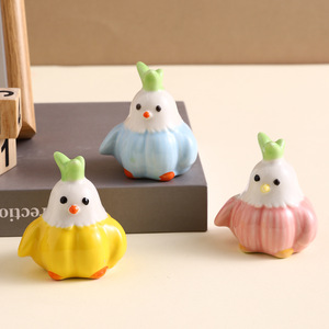 Turning Direction Garlic Bird Ceramic Ornament 3Pcs Spinning Decor For Home Desktop Tea <b>Table</b> Gift Craft - Product Image 3