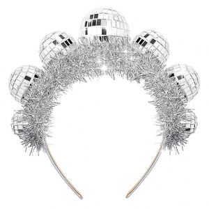 Boppers en plastique Disco Silver Ball <span class=keywords><strong>Bandeau</strong></span> des années <span class=keywords><strong>70</strong></span> Silver Disco Ball Disco Ball <span class=keywords><strong>Bandeau</strong></span> Costume Décoration - Product Image 1