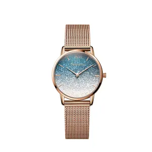 重生2013优雅玫瑰金女士石英表热卖网带防水模拟显示超薄休闲手表设计