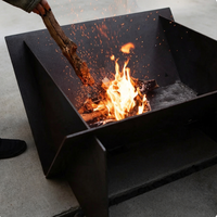 Brasero moderne rustique en acier Corten, grande cheminée ronde d'extérieur pour terrasse, usage commercial et résidentiel