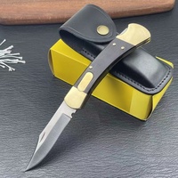 Couteau de chasse pliant en acier 5Cr, manche en ébène et cuivre, lame pointue de qualité industrielle pour camping en extérieur, 3mm, personnalisé OEM, fait main