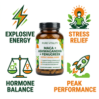 Complément Alimentaire Bio Maca Ashwagandha Fenugrec 1500mg pour Énergie, Endurance et Soulagement du Stress – Vente en Gros Usine OEM Marque Privée pour Adultes