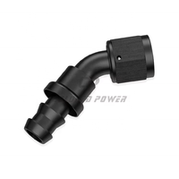 Sumeichan selang Push Lock Aluminium berakhir fitting untuk selang pendingin minyak mobil balap, 30 45 60 90 120 150 180 derajat siku