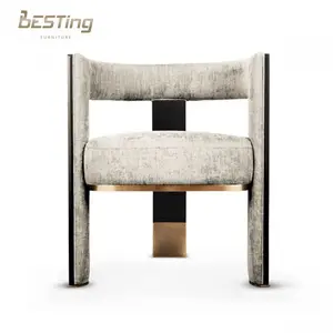 Modern Restaurant Upholstered Chairs Nordic Luxury Dining Chair High End Dining Room Solid Wood Fabric Chairs