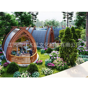 Cabaña Redonda de Madera con Techo Solar, Una Habitación, Una Sala de Estar, Entretenimiento al Aire Libre, Carpa para las Cuatro Estaciones, Carcasa Rígida, Gran Espacio - Product Image 1
