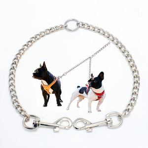 Tali Kekang Anjing Ukuran Kecil-Sedang, Tali Tarik Logam Ganda Kuat untuk Berjalan dan Latihan, Sabuk Paduan untuk Hewan Peliharaan - Product Image 1