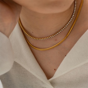 สร้อยคอทองชุบแบบขายส่ง สร้อยคอแบบลูกเทนนิสสำหรับผู้หญิง - Product Image 4