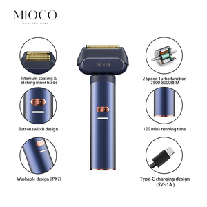 MIOCO M7121 Afeitadora eléctrica inalámbrica <span class=keywords><strong>profesional</strong></span> Zero Shave 3 láminas IPX7 resistente al agua 8500rpm Travel Lock Face - Product Image 4