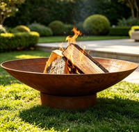 Brasero d'extérieur en acier Corten, style rustique, pour bois, avec finition patinée, pour jardin, taille personnalisée
