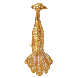 <b>Gold</b> Aluminum Peacock <b>Statue</b> Decorative Bird Sculpture Tabletop Ornament Metal Handicraft for Living Room Interior Decor - Product Image 1