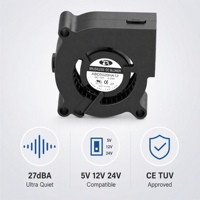 Ventilador Soplador DC Sin Escobillas 5020 5V/12V/24V Turbo Refrigeración Flujo de Aire Alta Presión Bajo Ruido Ventilación Industrial