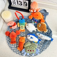 Série en gros de jouets en peluche animaux marins, ressemblant à des crevettes et des poissons, créatures marines réalistes, ornements suspendus, cadeaux