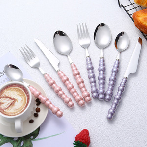 Đa-màu muỗng dao kéo thép không gỉ dao nĩa muỗng thép không gỉ Set vàng bạc gốm xử lý kim loại Flatware Set - Product Image 3