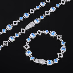 Hip Hop Fine Jewelry 11MM Gold Plated <b>Iced</b> Out Four Leaf Clover 5A Zircon Mens Cuban Link <b>Chain</b> Bracelet Bangles Necklace - Product Image 2