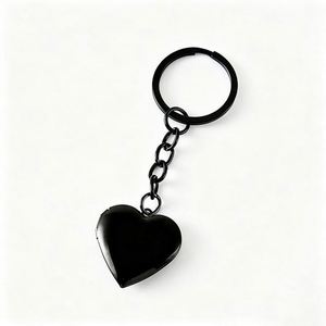 Espejo de Moda con Acabado Metálico Liso, Puede Contener Fotos, Caja de Fotos en Forma de Corazón Color Durazno, Llavero de Acero Inoxidable - Product Image 5
