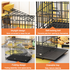 Jaula Plegable de Metal para Perros con Puertas Individuales y Dobles, Diseño de Malla Sólida Transpirable, Bandeja de Plástico Grande para Uso en Interiores/Exteriores - Product Image 3