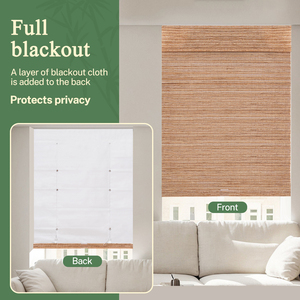 Tikar bambu kerajinan Tiongkok kualitas tinggi, tirai Modern pola Horizontal dua lapisan tanpa kabel penggulung teh nuansa Roma - Product Image 3