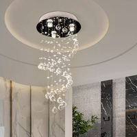 Lampe suspendue pour hôtel, restaurant, escalier, villa, moderne, luxueuse, blanc chaud, en forme de goutte de pluie, longue spirale, chaîne de cristal K9
