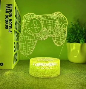 Custom Blue 3D Game Console Icon LED Bedside Nightlight Ambience Table Lamp with Remote Control <b>for</b> Game Room & Bedroom - Product Image 1