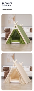 Tente <span class=keywords><strong>tipi</strong></span> moderne à motif solide pour animaux <span class=keywords><strong>de</strong></span> compagnie avec couverture amovible en lin et tissu Oxford pour chiens et chats <span class=keywords><strong>lit</strong></span> Carton d'emballage - Product Image 6